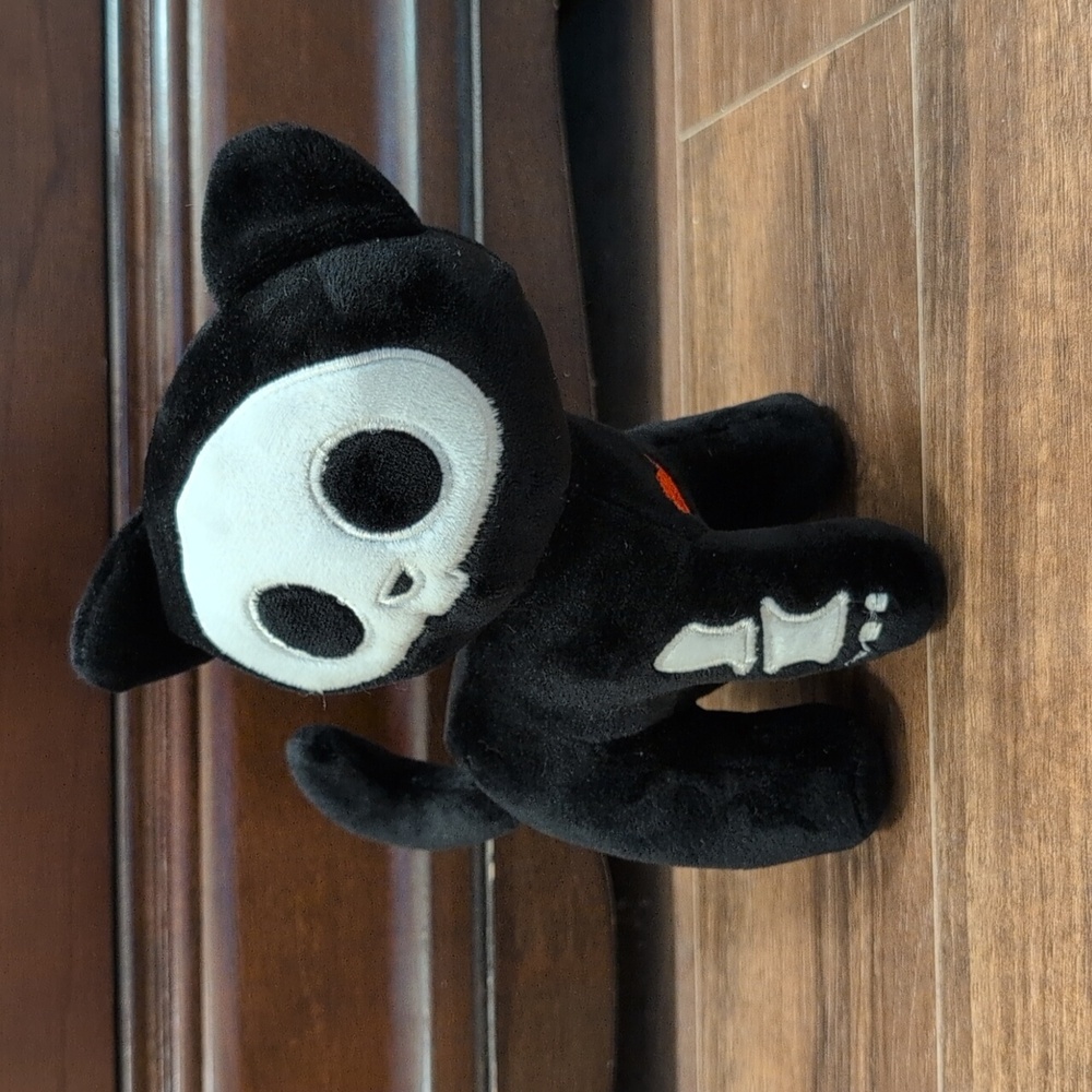 Skelanimals Black Cat Plush with Skeleton Theme